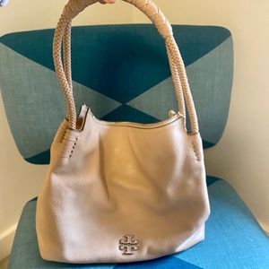 Tory Burch Beige Hobo Leather Bag
